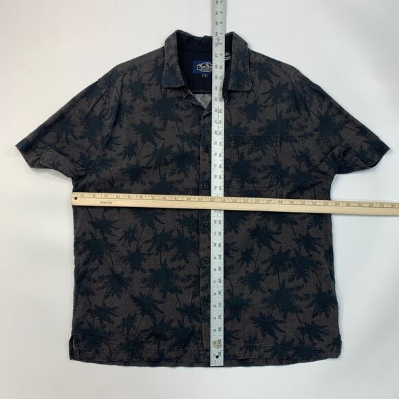 Nat Nast Shirt Mens L Large Brown Black Silk Blend Button Up Palm Tree Hawaiian - Picture 5 of 9